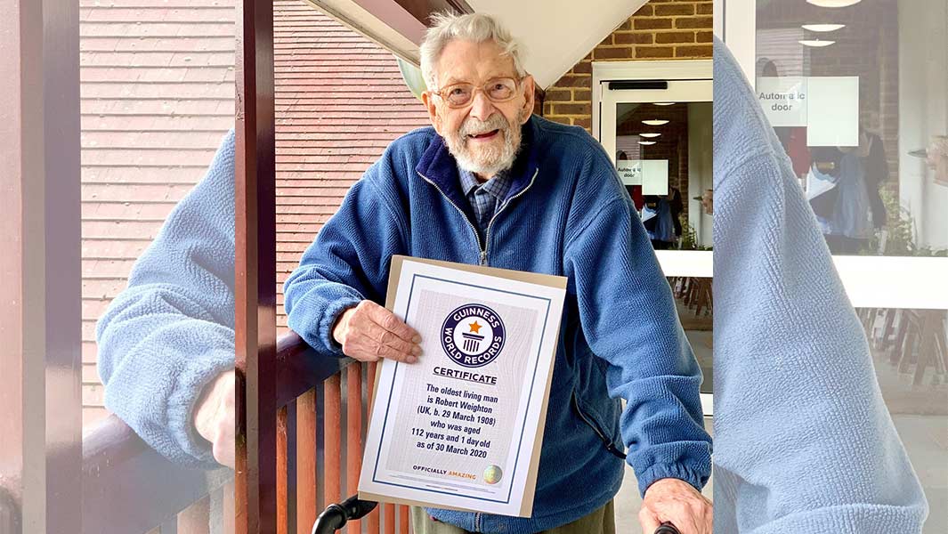 来自英国的鲍勃·韦顿成为全球最年长的男性现年112岁零1天