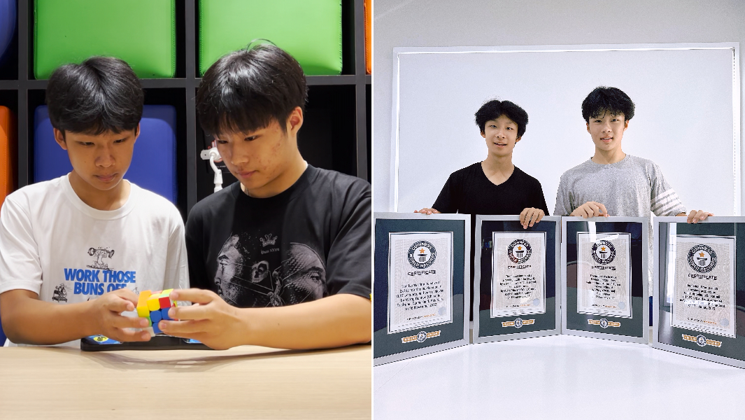 split-image-of-brothers-solving-rubiks-cube-together-and-holding-wgr-certificates