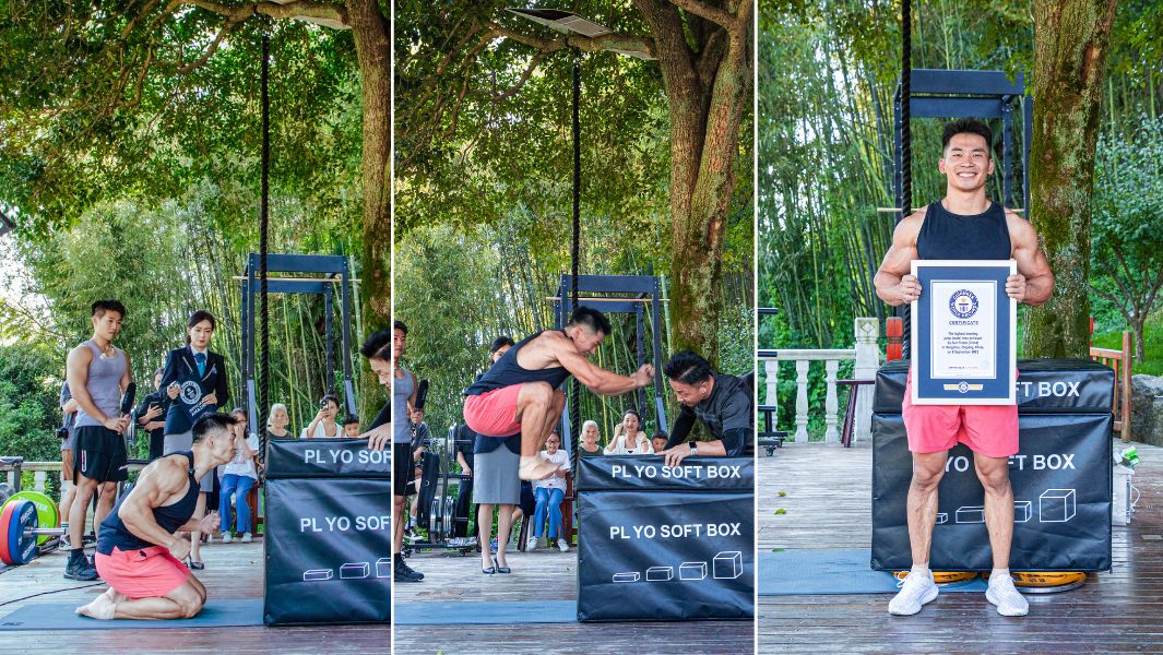 Split-image-of-sun-punan-attempt-highest-kneeling-jump