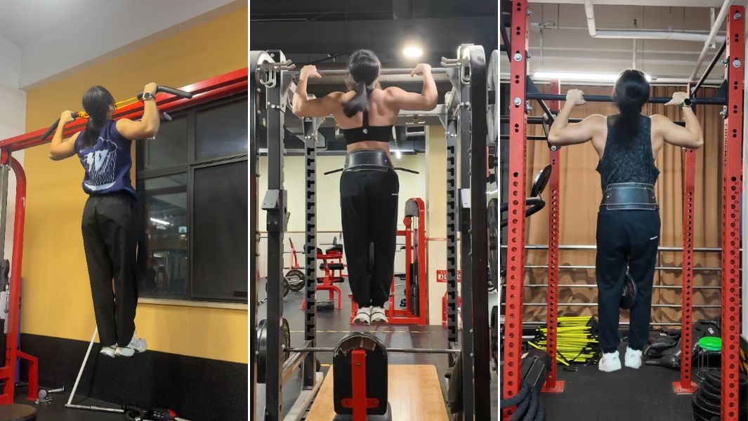 谢婷刷新一分钟做最多的引体向上吉尼斯纪录