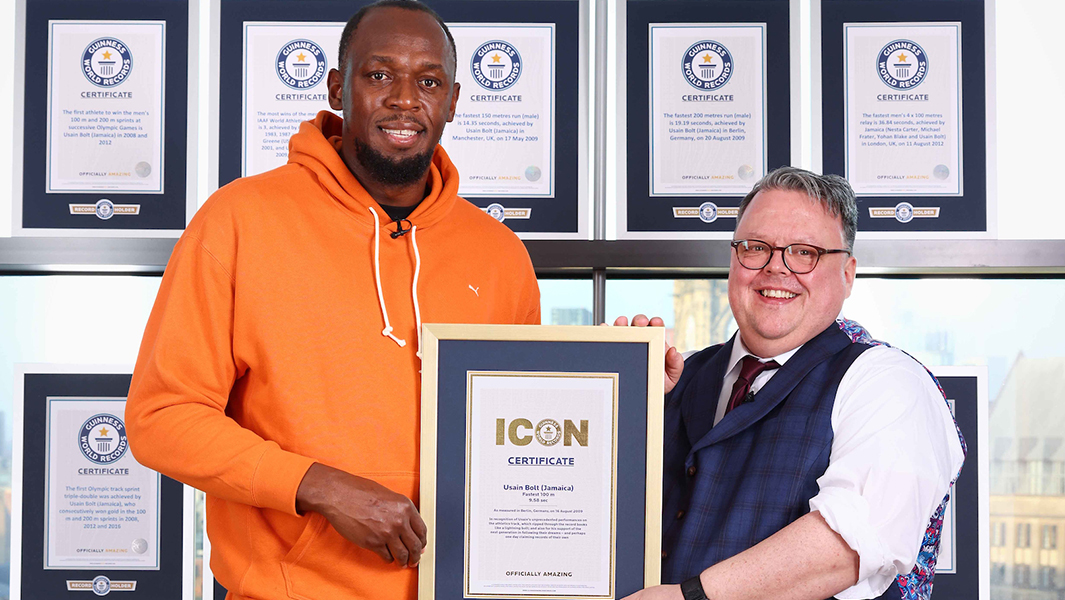 尤塞恩·博尔特（Usain Bolt）被正式授予“吉尼斯世界纪录ICON传奇人物“荣誉