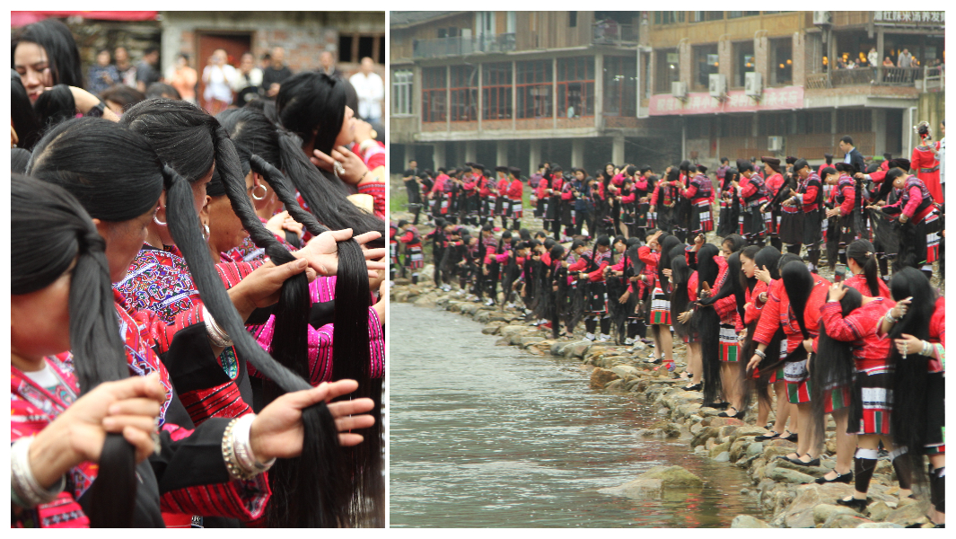 256 women combined their hair into a 456-meter-long chain