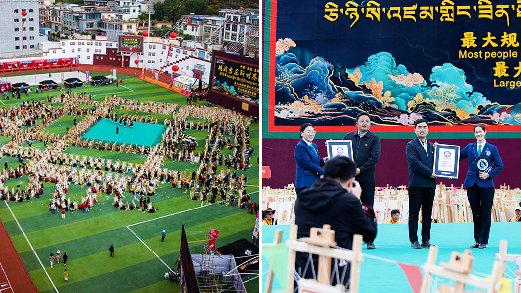 1138名画师齐聚西藏昌都共绘唐卡创两项吉尼斯纪录