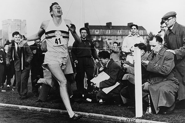 roger bannister crossing finishing line