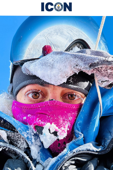 Preet with pink mask